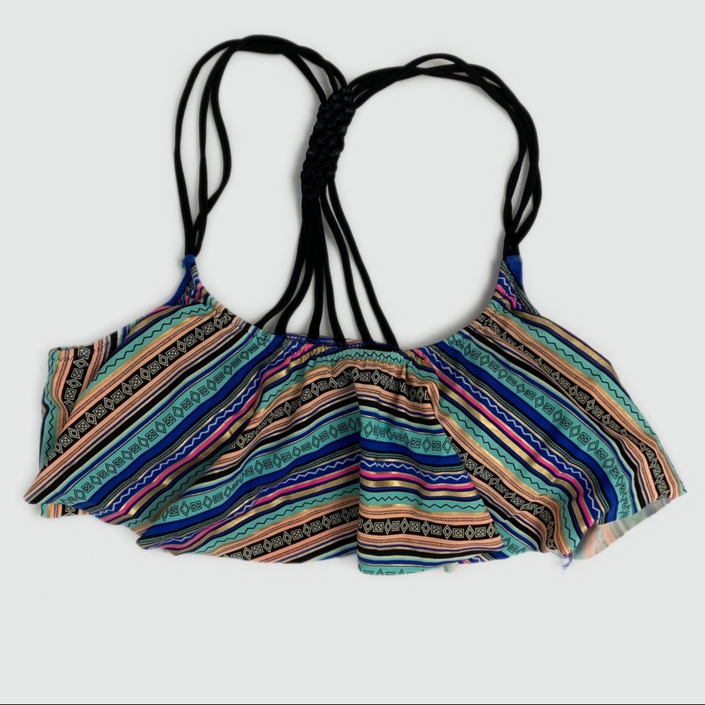 PINK VS Victoria’s Secret Flounce Multicolor Racerback Bikini Top S✨